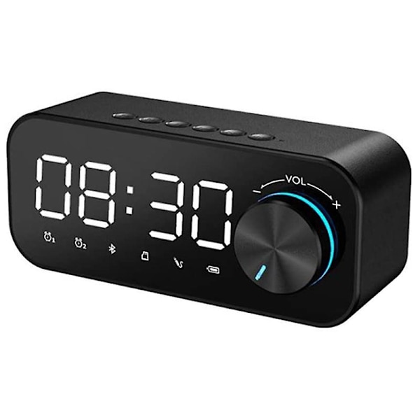 Trådlös Bluetooth 5.0 LED Väckarklocka Högtalare, TF-kort Stöd FM-Radio, USB Väckarklocka för Sovrum