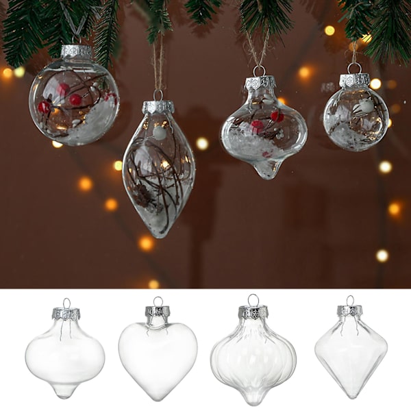 Julgranskulor Dekoration Festlig DIY Dekorationer Plast Kreativ Jul Klar Kula för Jul (F)