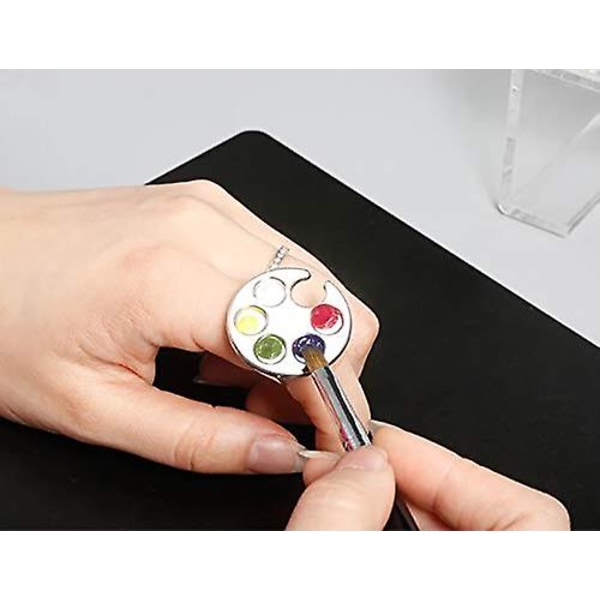 2 delar Mini Nail Art Polish Hållare, Nail Art Palett Ringar, Nagel Palett Finger Ringar, silver