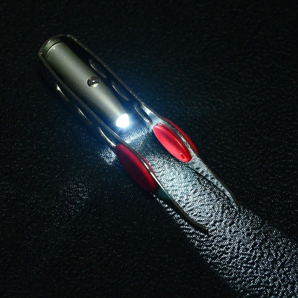Pinsett med lys,led pinsett,profesjonelt verktøy led lys rustfritt stål øyenbryn pinsett hårfjerning sminkeverktøy, sølv