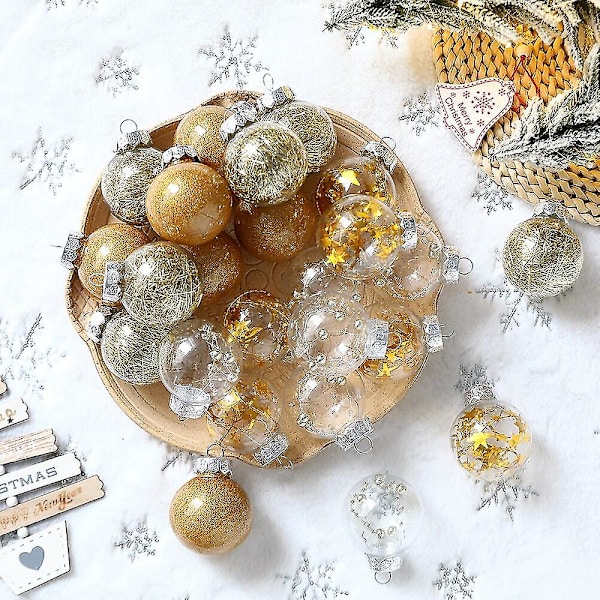 24 st/ask 6cm Julkula Julkulornament Transparent Julgran Hängande Dekorationer Fest Dekoration För Hem Nyårspresent Noel Navidad (röd)