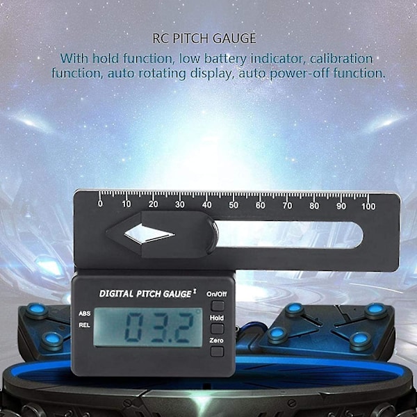 LCD-display Digital Pitch Gauge, Plastskruv Pitch Gauge Elektronisk Digital Pitch Gauge Med Multifunktion För Vanliga RC-Helikoptermodellblad