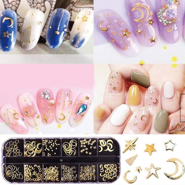 3d Nails Art Metal Charms Studs Juveler Decals Decorations Accessories 800+pieces Gold Nail Micro Caviar Beads Star Moon Nitte Design Supplies With Twe