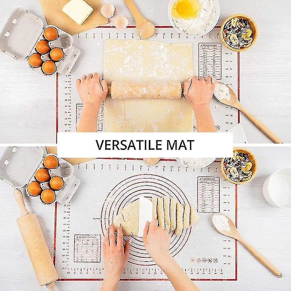 Ekstra Stor 80x60cm Silikon Bagemåtte, Rulende Æltebræt, Bageudstyr, Pizzadæks (Sort)
