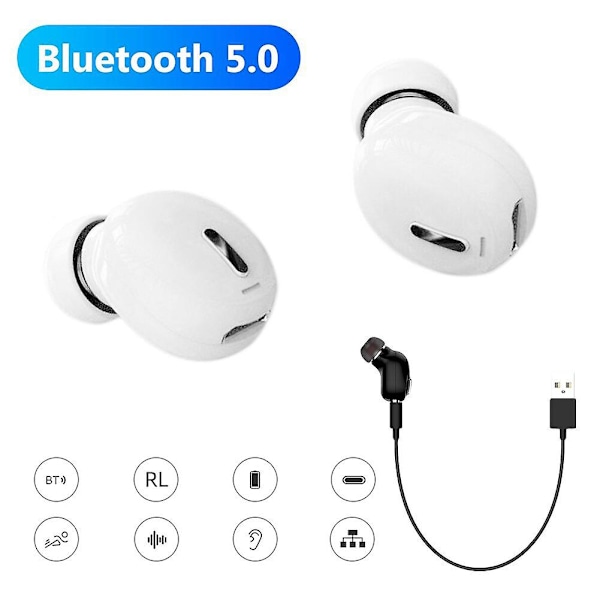 Mini In-Ear 5.0 Bluetooth Hörlurar med Mikrofon Handsfree Stereo Hörlurar Enkel Öra Business Öronproppar