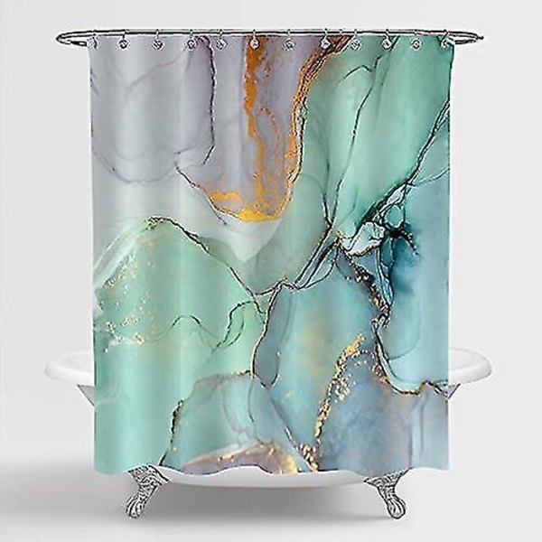 Tyg Duschdraperi Lång 180*90cm Hög Abstrakt Marmor Duschdraperier För Badrum, Blå Grön Lila Jade Textur Guld Ränder Ombre Bläck Konst