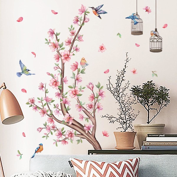Et sett med blomsterfugler veggklistremerker, fargerikt veggklistremerke for vindusvegg, veggdekorasjon for stue soverom kontor kjøkken