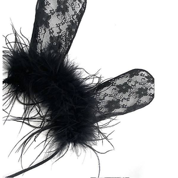 Evago Pupu-korvat Pääpanta, Musta Marabou, Pitsi Nauha Juhla Koriste Pääkatteet Prom Cosplay Pääpanta Asun Hiukset