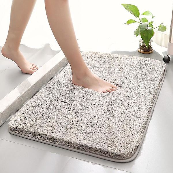Tjock och fluffig badrumsmatta - halkfri - med mjuka mikrofibrer - vattenabsorberande - 40x60cm grå