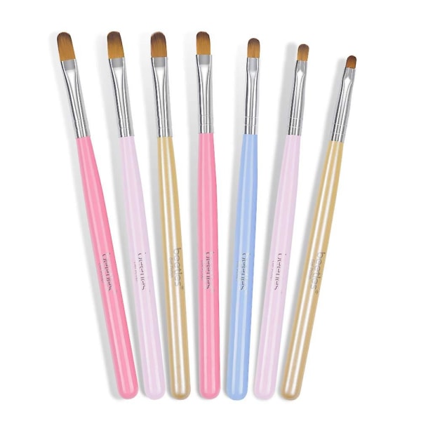 Gel Nail Brush, 7 stk Poly Extension Gel Brush, Nail Art Tips Builder Brush Nail Maling Pensel Pennesett For hjemme- og salongbruk