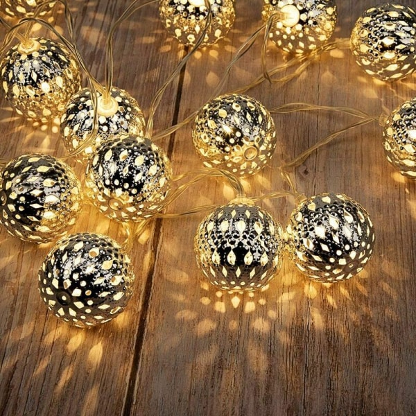 20 Led 2,5 m Silver Ball Fairy Lights Batteridrivna Varmvita metallslingor för jul, fest, festival, bröllop