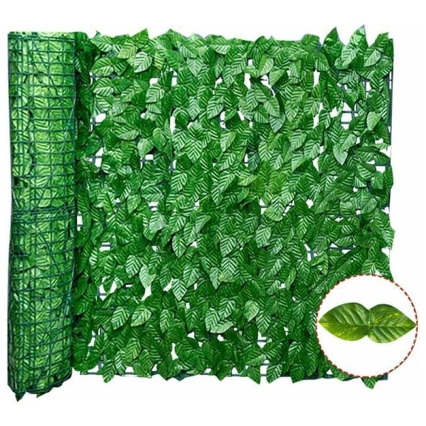 Konstgjord murgrönastaket för integritet - Konstgjorda häckar och konstgjorda murgrönalöv - Utomhusdekoration i trädgården，Färgtryck Grönt dillblad 0,5 1m