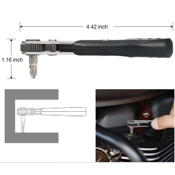 Mini-räikkäsarja 12-osainen 1/4 räikkäkulma-avainsarja Pieni räikkäavain ahtaisiin tiloihin