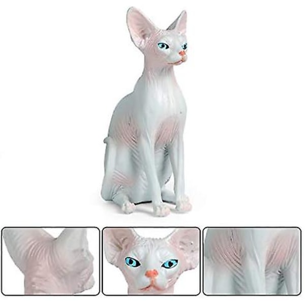 2-pack Sphynx Cat Figurine Resin Hårlös Cat Model Sphynx Hairless Cat Staty för heminredning, grå och rosa