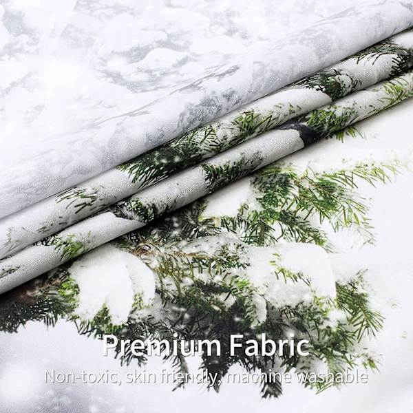 Jul Duschdraperi Set, Lämplig för Vinter Skog Snö Kul Festival Badrumsdekoration, Jul Gran Naturlig Scen Heminredning, 72×72