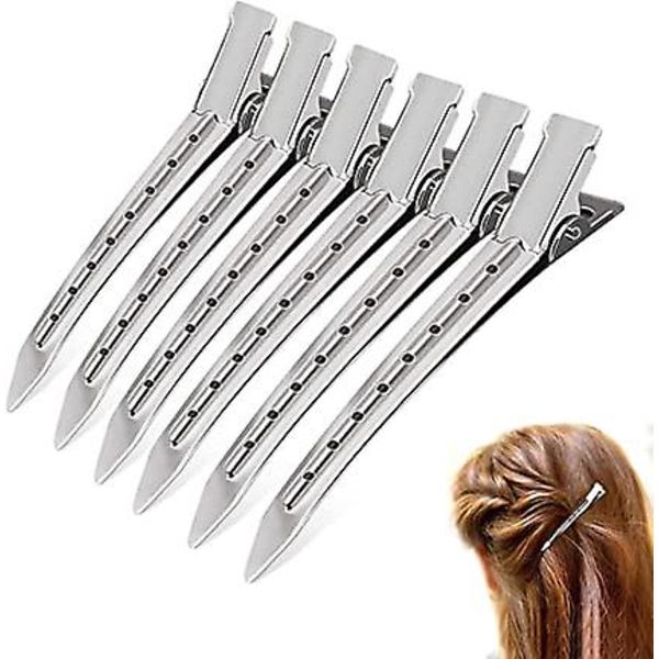 24 stk. hårklemmer hårklemmer alligator hårklemmer metal alligator barrette alligator spænder krølle sektionering klemmer med huller (sølv)