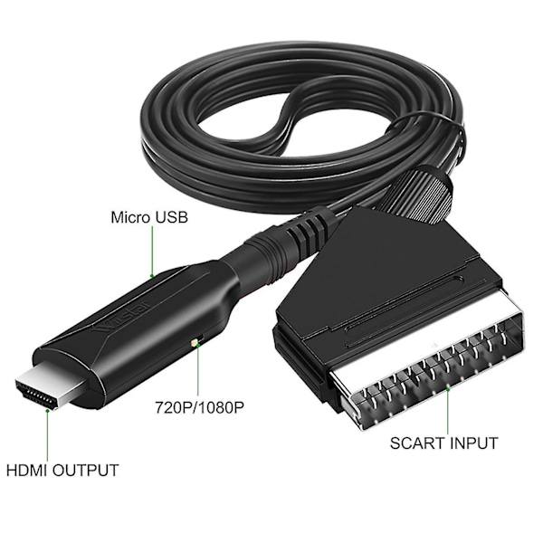 Scart til HDMI-kompatibel konverter, Plug and Play lydtilbehør med kraftig kompatibilitet for