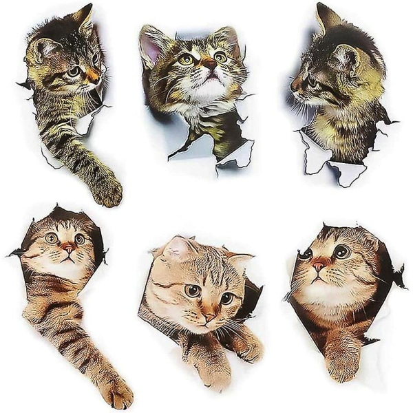 6st 3D kattväggklistermärken, 3D kattklistermärken, 3D kattväggklistermärke, kattväggklistermärke för bilfönster, toalett, badrum, sovrum, barnkammare, tillgång till kök