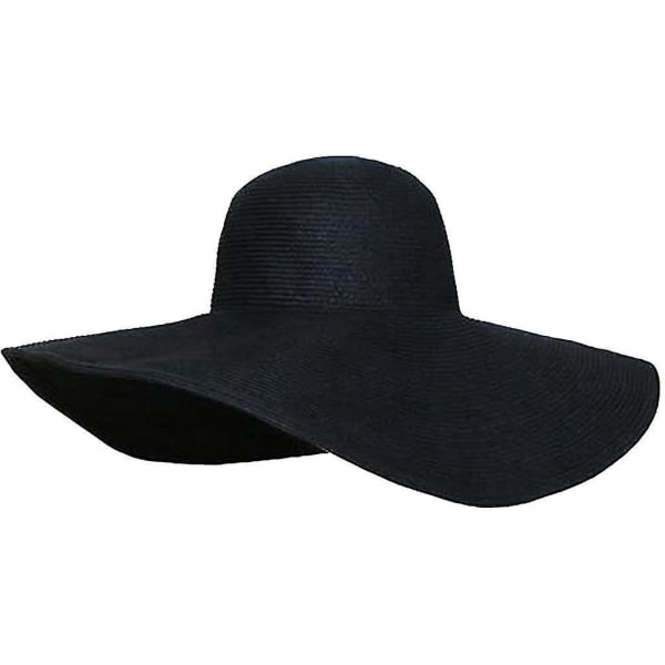 Kvinner Bred Brim Roll-up Stor Vakker Solid Color Floppy Hat