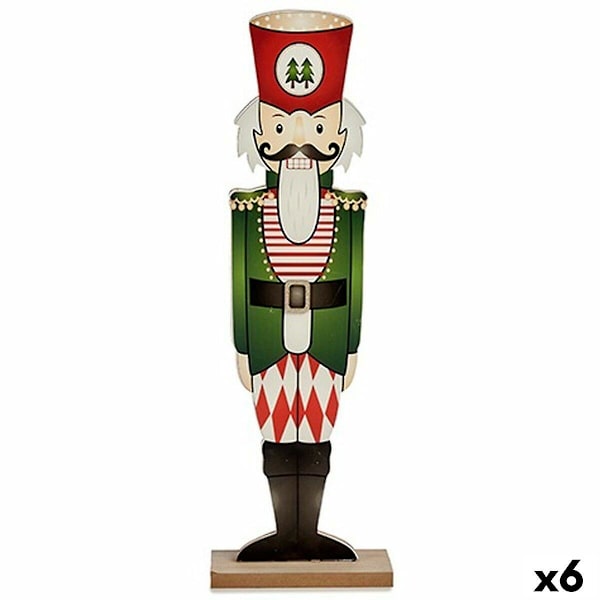 Dekorativ Figur Nötknäppare Vit Svart Röd Grön Trä 10 x 60 x 19 cm (6 stycken)