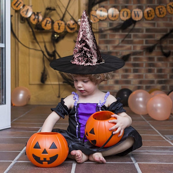Halloween-häxhatt för kvinnor och män, maskeradhuvudbonad, tryckt tyg, trollkarlsmössa, Halloween-festkostymtillbehör, cosplay-rekvisita (grön)