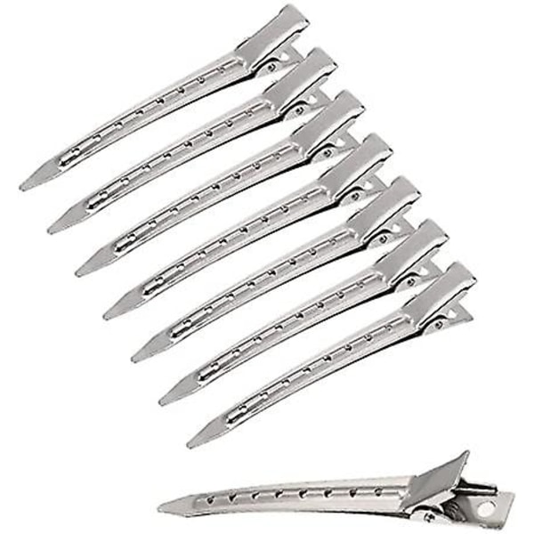 24 st hårklämmor hårklämmor krokodilhårklämmor metall krokodilklämma krokodilspännen locksektioneringsklämmor med hål (silver)