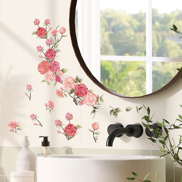 Et sæt smukke blomster vægklistermærker vægklistermærke til stue soveværelse kontor