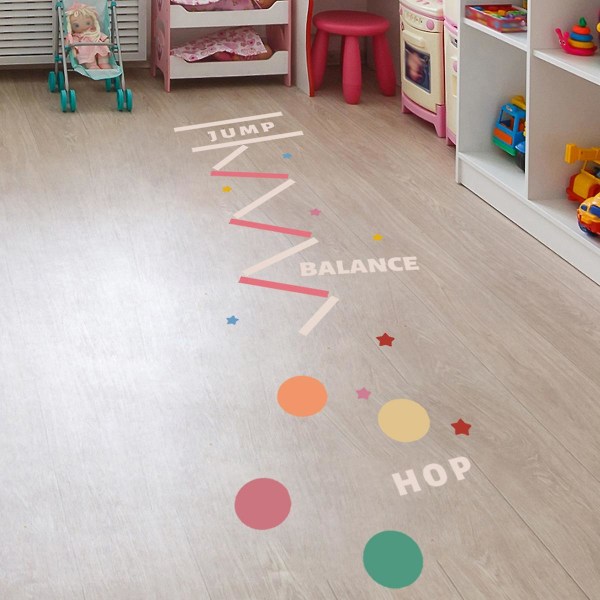 Farverige fødder Puslespil Hopscotch Game Start vægklistermærker, aftagelige DIY Kunst Ground Corridor Tapet Dekoration til børn Soveværelse, Vuggestue, Klasseværelse