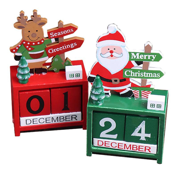 Jul Advent Nedräkning Kalender Antal Datum Träblock Skrivbordskalender Jul, Skrivbordsdekoration 2st
