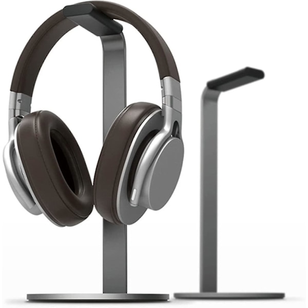 Alg -hodetelefonstativ, aluminiumlegering, stativ og krok for hodetelefoner på skrivebordet, for kontor eller hjem (mørk grå) 26,7 * 13 * 3 cm
