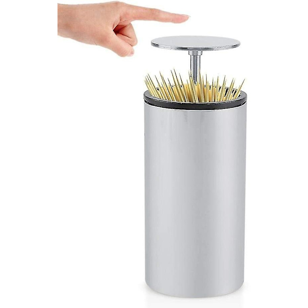 April Present Tandpetare Dispenser Box, Automatisk Tandpetarehållare Tillverkad Av Rostfritt Stål