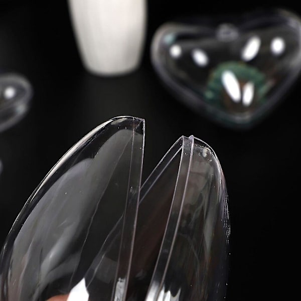10 stk Hjerteformede Kugler Transparent Plast Hjem Dekorationer Fyldbare Pynt Juletræ Bryllup Slik Have Lys Fest (7cm)