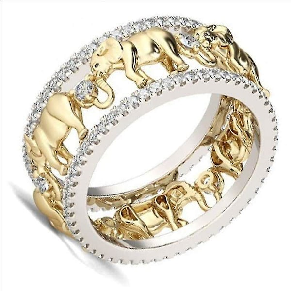 Ring Förgylld Elefant Ring Med Diamanter