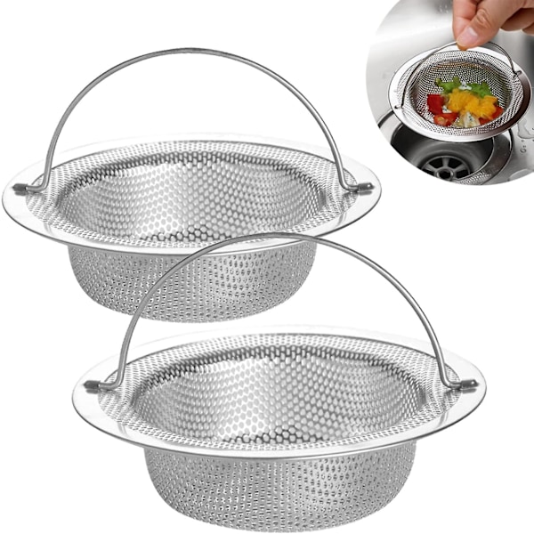 2-pack diskhossil med lyfthandtag, avloppssil med anti-igensättning, diskbänkssilar