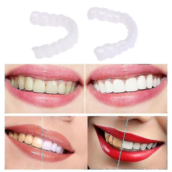 2 st Snap On Smile Övre Falska Tänder Tand Veneers Protes Set