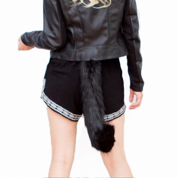 Hårklämmor Tuppstjärt Djur Element Justerbar Faux Päls Solid Varg Svans Öron Krage För Cosplay (Persikoröd)