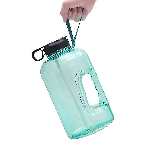 1 Gallons Vattenflaska med Tidsmarkering - 128 Oz Vattenflaska med Sugrör - Gym Vattenflaska med Rem - Stor Vattenflaska - Återanvändbara Vattenflaskor Med