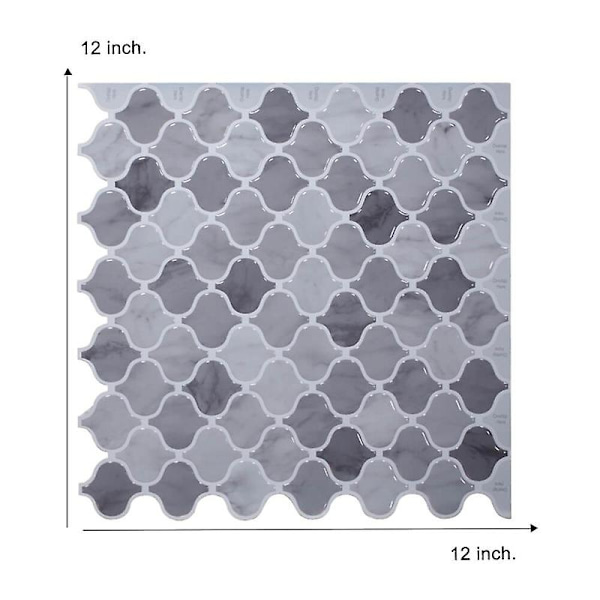 Laatat 30x30cm, 1 kpl 3D-liimaseinälaatat itseliimautuvat backsplash-laatat keittiön seinätarrat liimalaatat kylpyhuoneen seinäpeite - Damask Gray