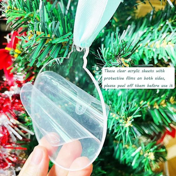 20 st 3 tum klara tomma akryl julgranspynt för DIY-hantverk Hängande prydnader för julgrandekoration Juldag Hemfestdekorationer