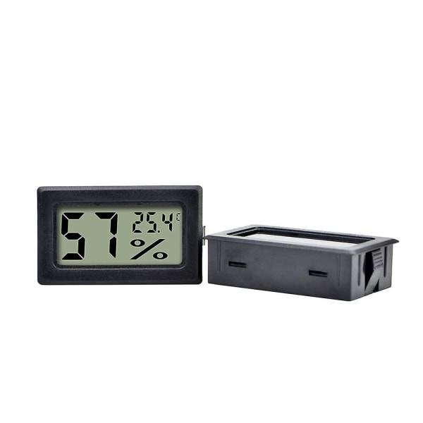 1 st Mini Digital LCD Termometer Hygrometer, Digital Termometer Hygrometer Indikator för Kök Kontor Hem Humidorer Inkubatorer Reptiler (Svart)
