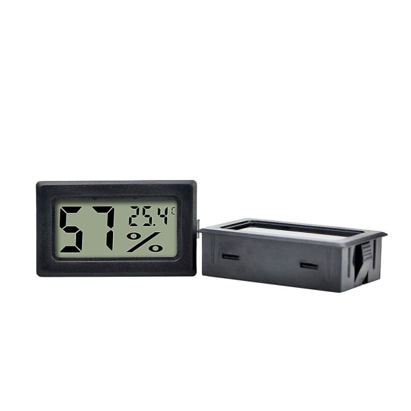 1 stk Mini digitalt LCD termometer hygrometer, digital termo hygrometer indikator for kjøkken kontor Hjem humidorer Inkubatorer Reptiler (svart)