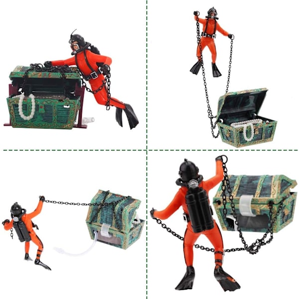 Skattejæger dykker action akvarium dekoration landskab harpiks mini undervands ornament til fisk