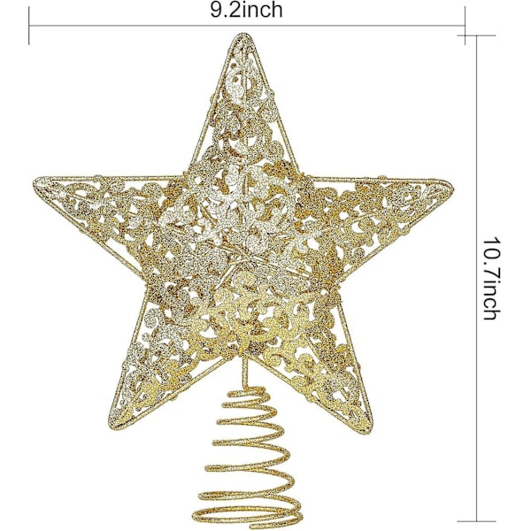 10,7 tommers gull jule stjerne tretopper. Metall glitrende jul