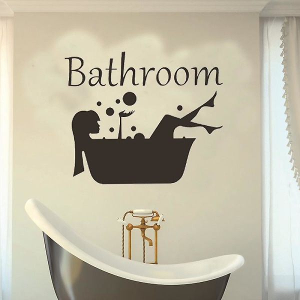 1 stk. Kvinders badeværelsesdørklistermærke Vægdekoration Sjov sød vægmærkat, dekorativ plakat til badeværelset
