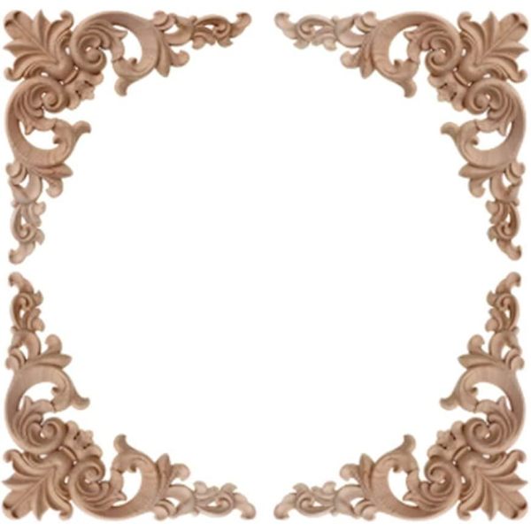 Träornament för möbler 4 st träornament ornament för möbler träskärning applikation ornament trä möbler väggdekor trä, 12 * 12