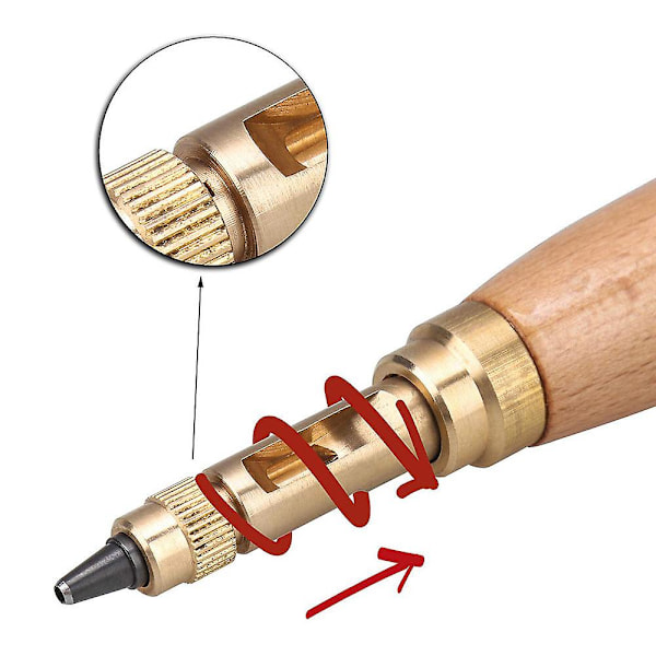 Läderhålstämpel Verktyg Sömnad Automatisk Hålstämpel Tejp Hål Tejp, 1 St, Naturlig Träfärg