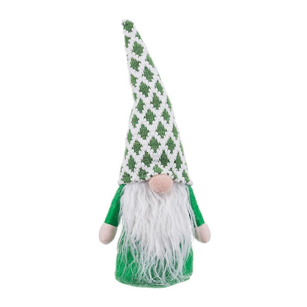 Julgranskula Vit Grön Sand Tyg Jultomte 33 cm