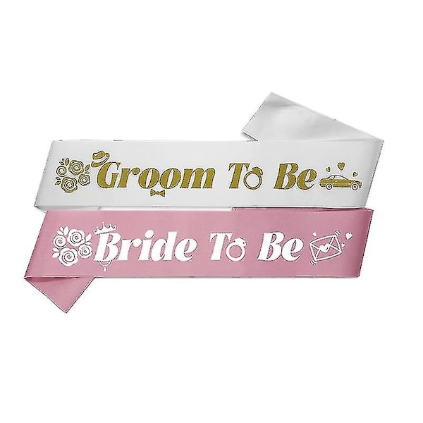 Nyankommet Sæt med 2 stk. Brud-til-være og Brudgom-til-være Bånd til Bryllup og Forlovelse