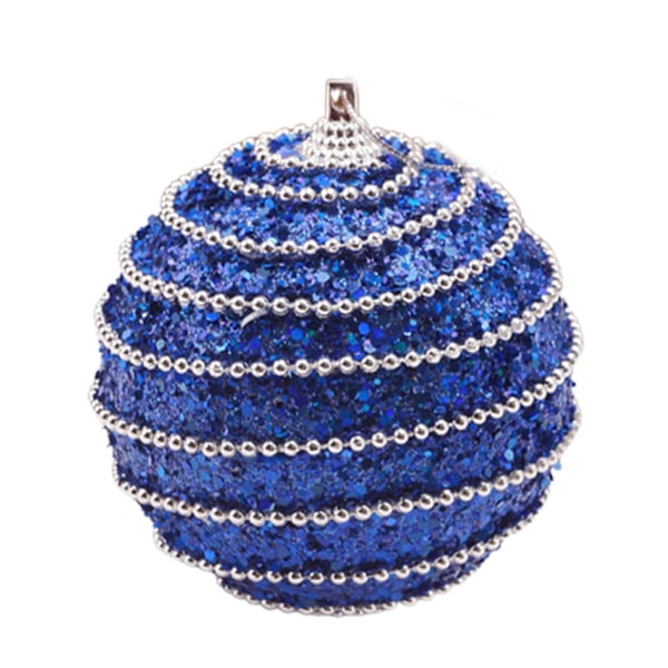 8cm Julgranskulor med Pärlkedja Nyårsdekoration Present Julgran Färgpulverkedja Kulhänge Ornament (Royal Blå)