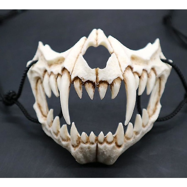 For Japanese Halloween Mask Resin Mask Half Face Skull Scary Mask Cosplay Decorative